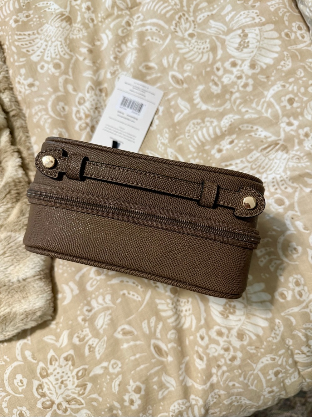 Calpak Clear Cosmetics Case with Taupe Trim - Picture 3 of 3